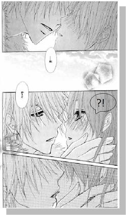 a boy tries to kiss a girl in a manga style